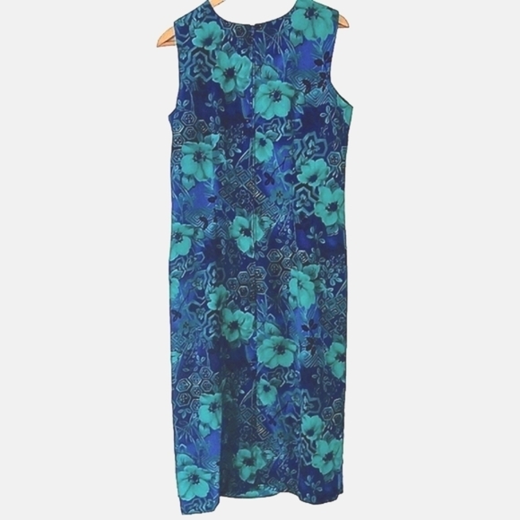 Vintage Dress R&K Sleeveless Shift Floral Tropical Open Side Button Up - Picture 3 of 15